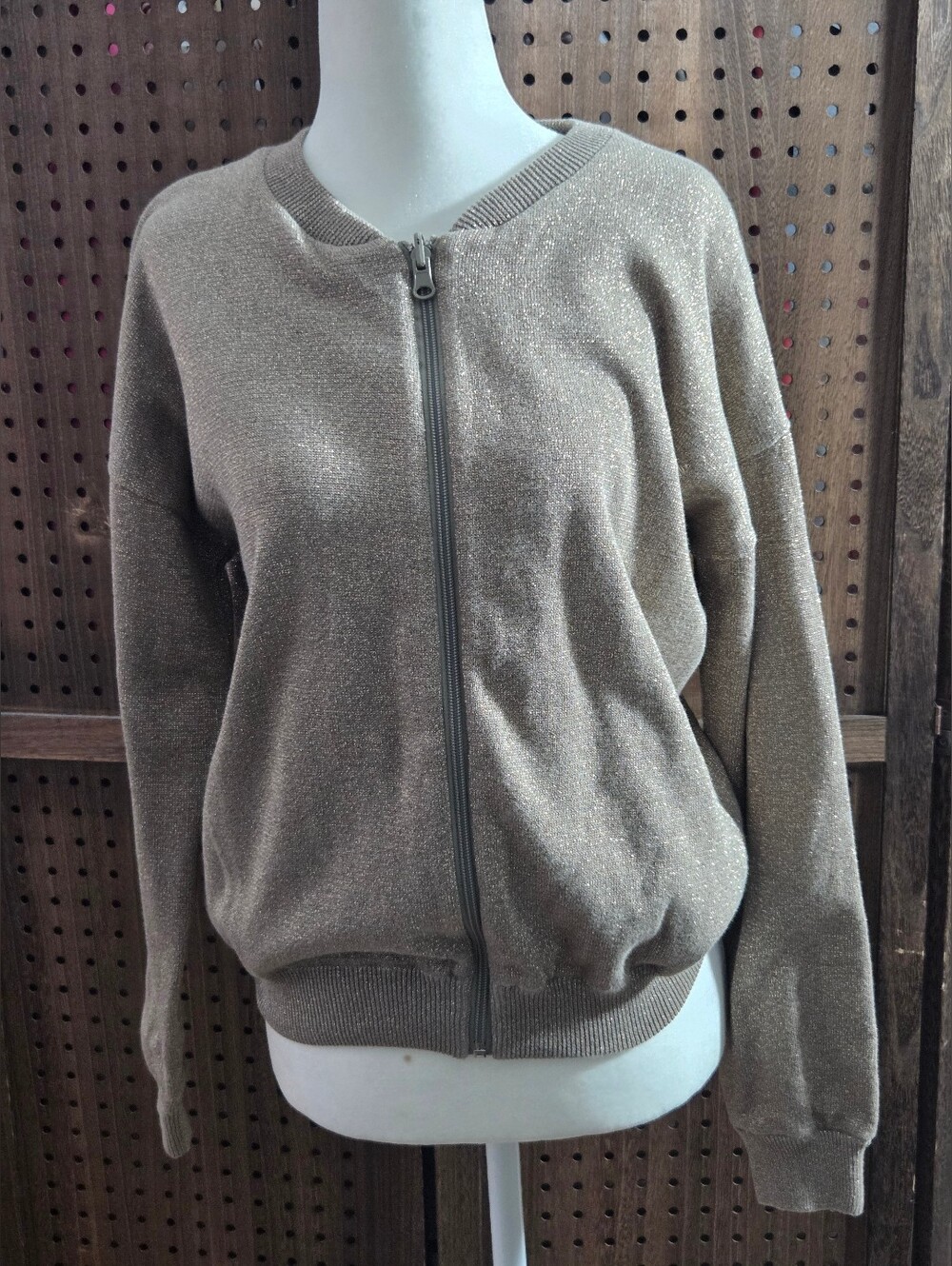 NWT YAYA Bronze knit zip-up cardigan sweater